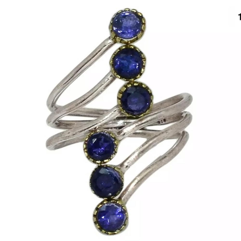 LOVELY & UNIQUE IOLITE STERLING SILVER WRAP RING - Picture 2 of 3